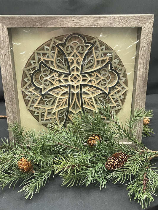 Cross Mandala Shadow Box