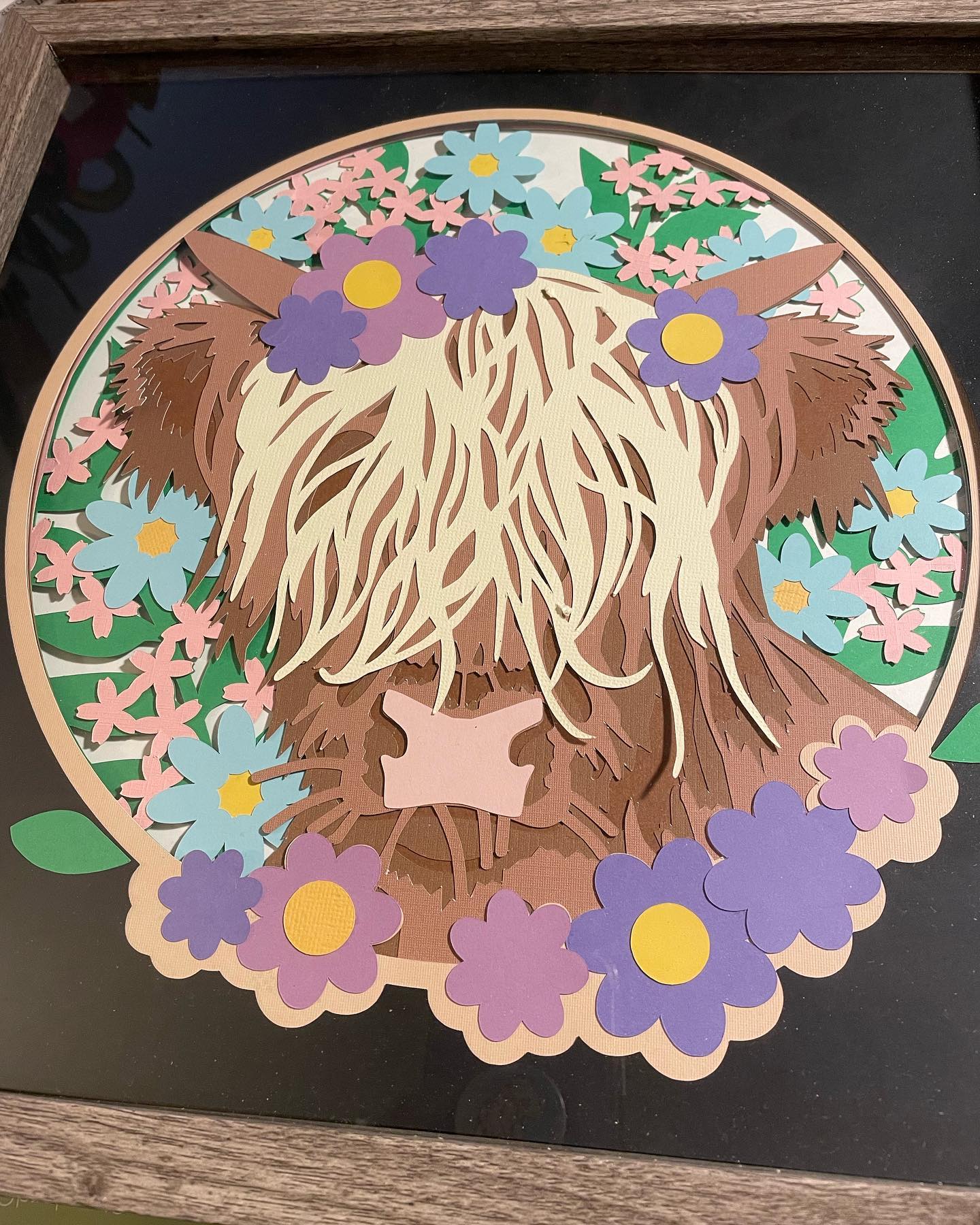 Highland Cow 3D ShadowBox