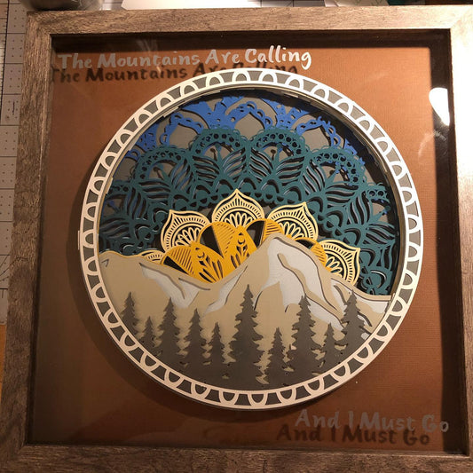 3D Mandala Mountain - John Muir Shadowbox