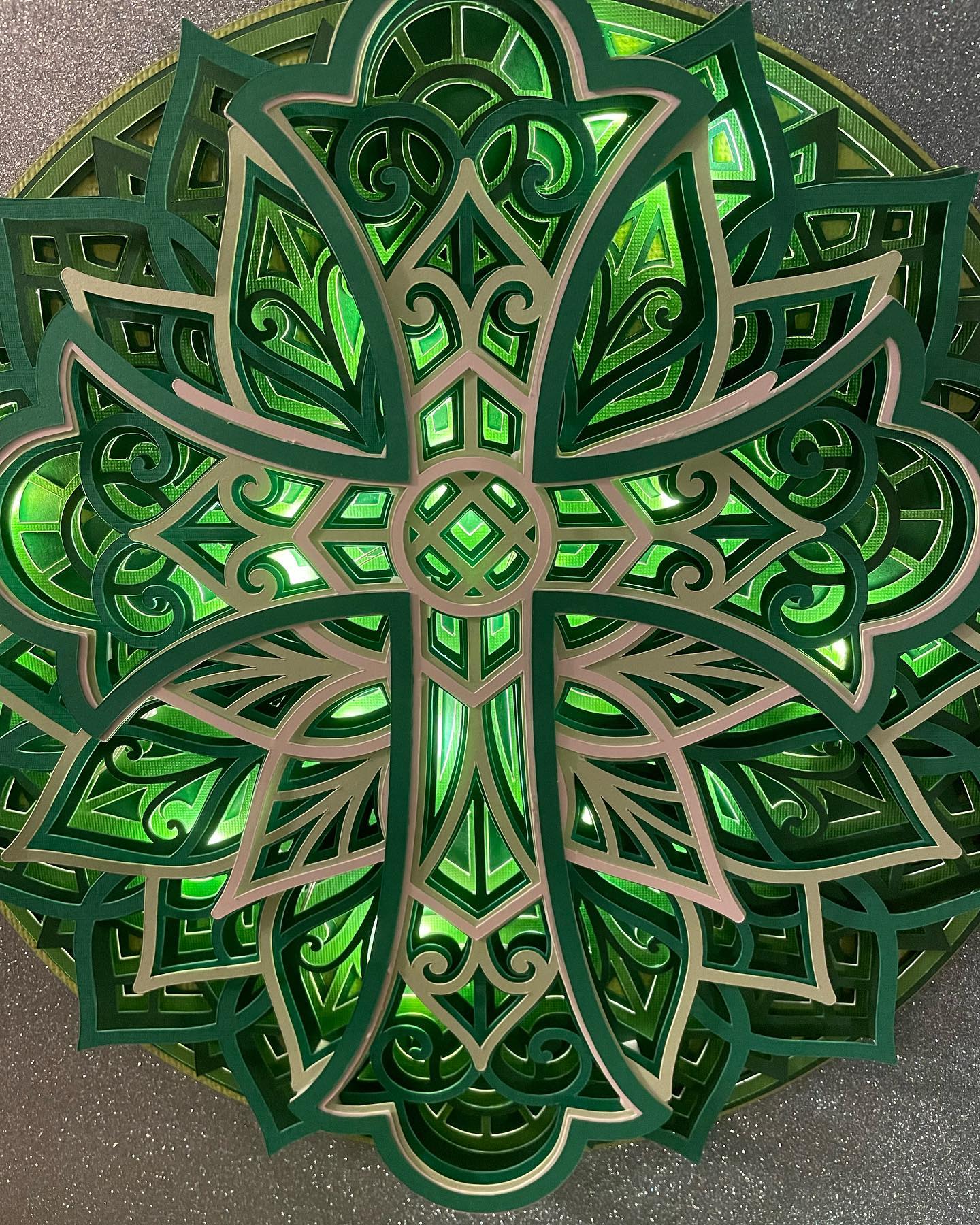 Lighted 3D Mandala Cross